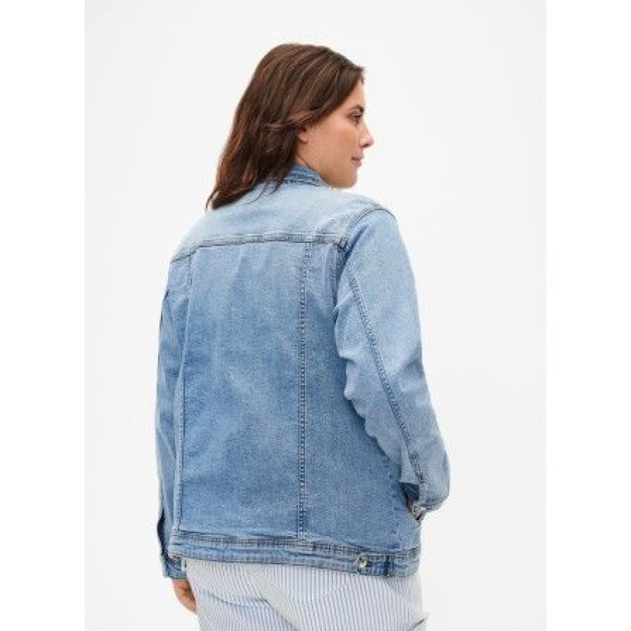 Overtoj Zizzi | Zizzi Jalli L/S Jacket - Lysebla Denim Jakke J10904A Light Blue Denim