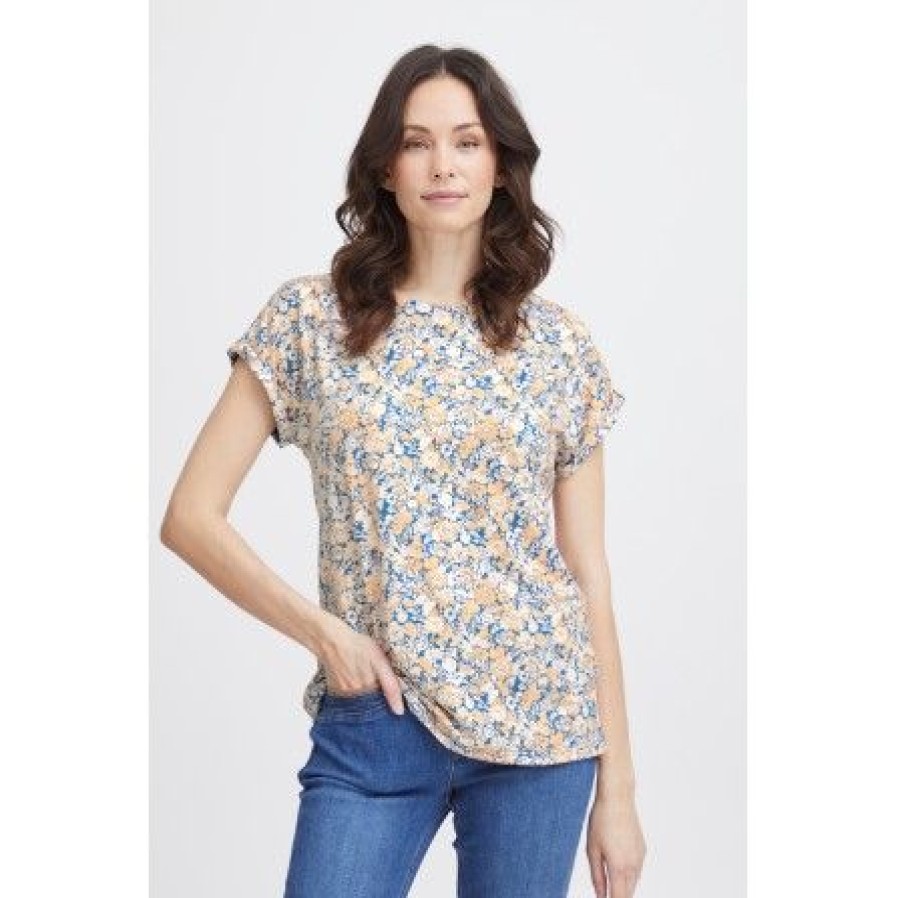 Overdele Fransa | Fransa Frseen Tee 1 - T-Shirt 20610634 Apricot Wash Ao