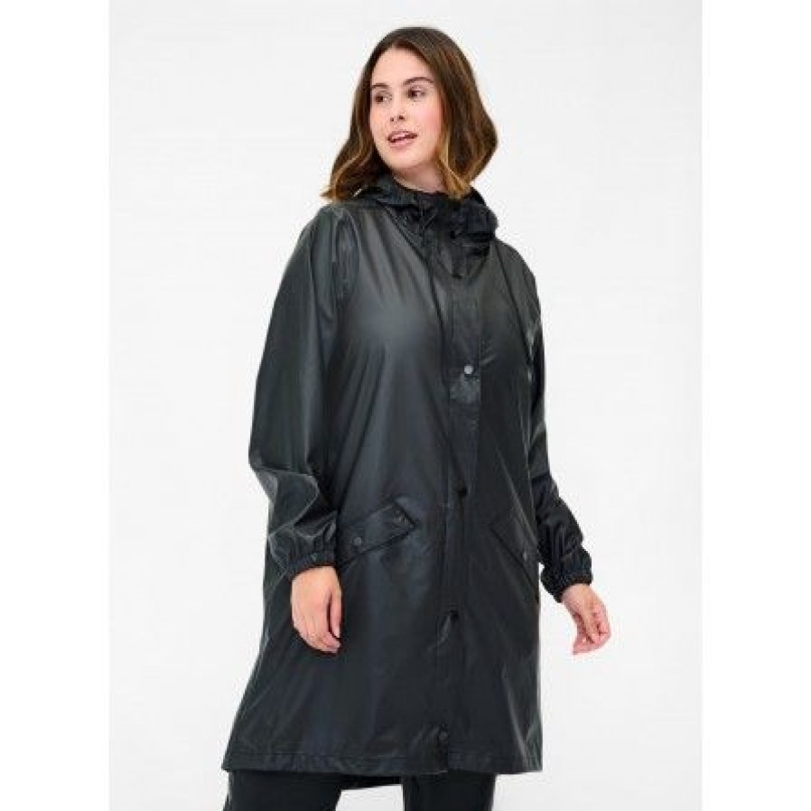 Overtoj Zizzi | Zizzi Mrainy L/S Raincoat - Sort Regnjakke M52814F Black