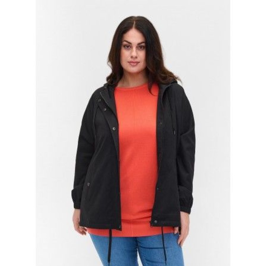 Overtoj Zizzi | Zizzi Mcamma L/S Jacket - Sort Overtojs Jakke M52606C