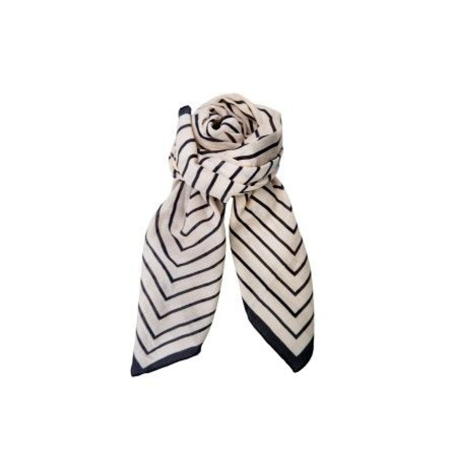 Accessories Black Colour | Black Colour Bcalora Mini Scarf - Torklaede 3518 Black Stripe