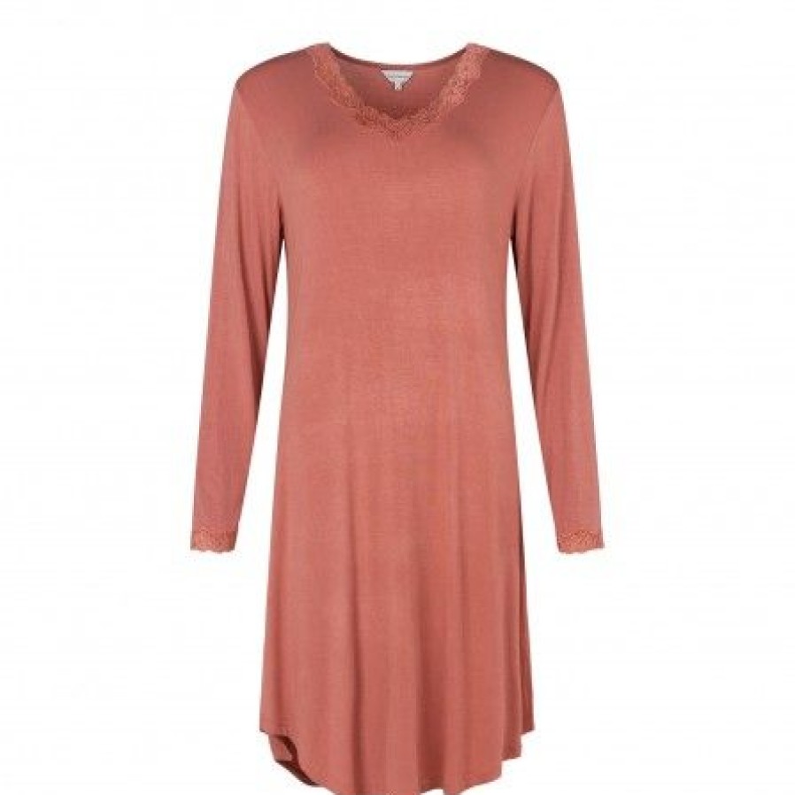 Lingeri/Nattoj Lady Avenue Nattoj | Lady Avenue Bamboo Nightdress - Terracotta Farvet Natkjole I Bambus 51-50518