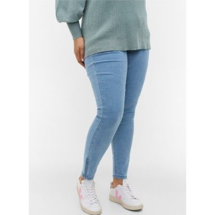 Plus Size Zizzi | Zizzi Jeans Cropped, Amy - Jeans J10181A Light Blue