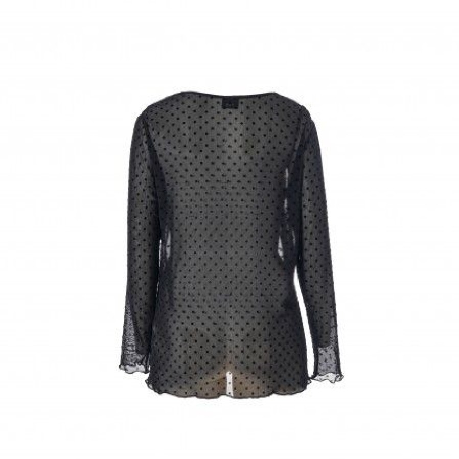 Plus Size Gozzip | Gozzip Jolanta Mesh Blouse - Sort Prikket Bluse G235095 Black