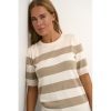 Overdele Kaffe | Kaffe Kamala Striped Knit - Kortaermet Stribet Strik 10508410 Chinchilla M/Turtledove