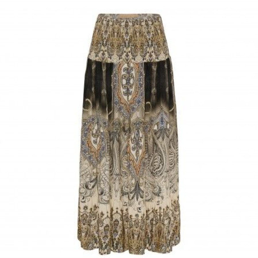 Underdele Marta du Chteau | Marta Skirt - Beige/Sort Printet Nederdel 5201 Nero 3698