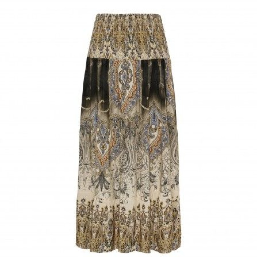 Underdele Marta du Chteau | Marta Skirt - Beige/Sort Printet Nederdel 5201 Nero 3698