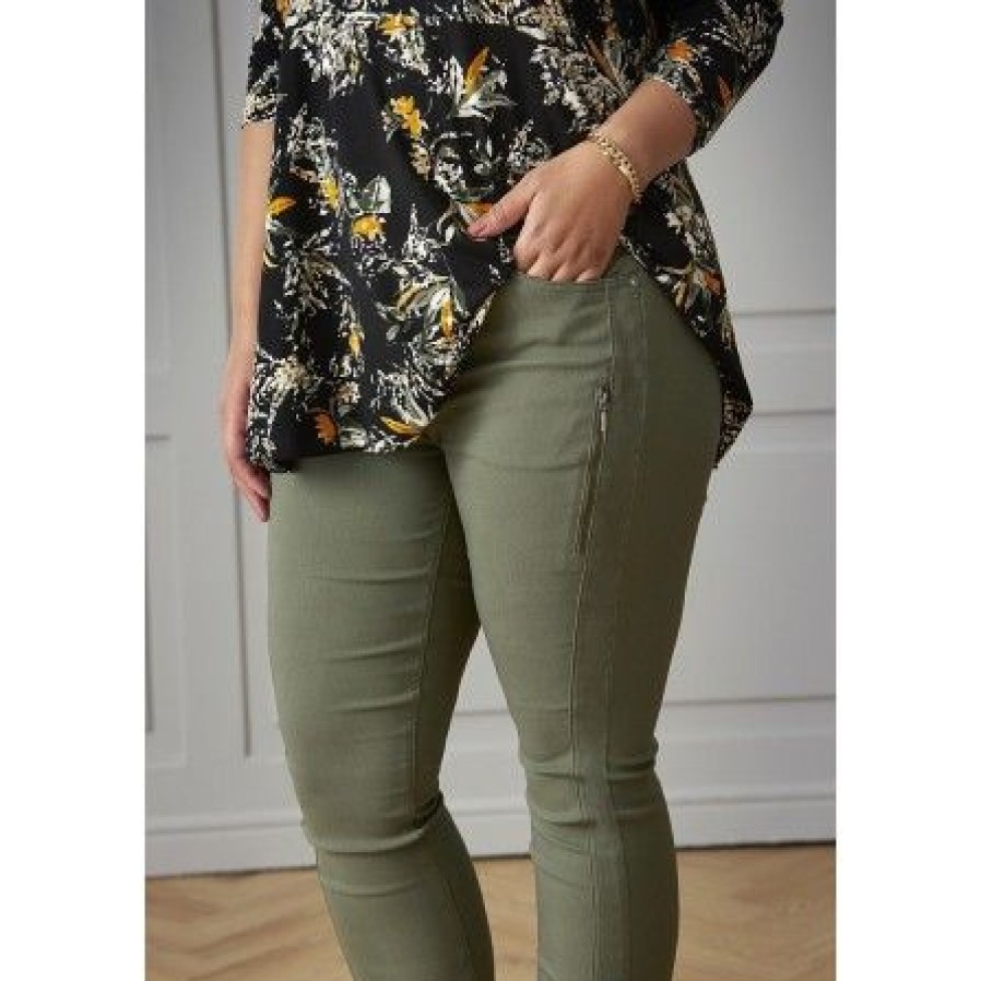 Plus Size Zhenzi | Zhenzi Twist Fit Leggings - Gronne Bukser 2808278 Army Way