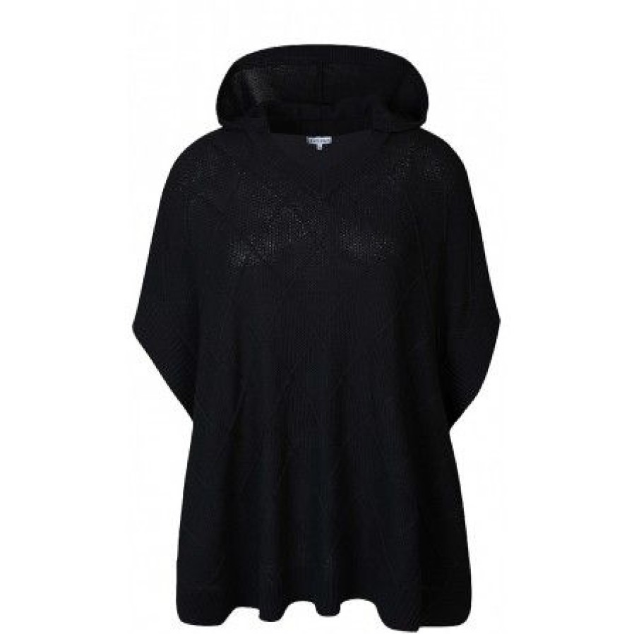 Overdele Zhenzi | Zhenzi Coralie Poncho - Sort Strik Poncho 2809209 Black