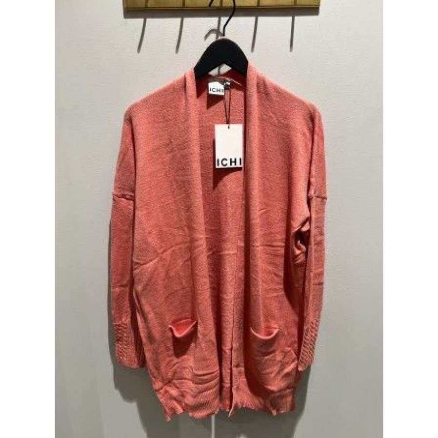 Overdele Ichi | Ichi Ihsella Ca - Koralfarvet Cardigan 20120216 Hot Coral