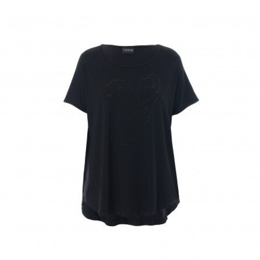 Overdele Gozzip | Gozzip Ggitte T-Shirt Med Stones - Sort Gitte T-Shirt G236051 Black