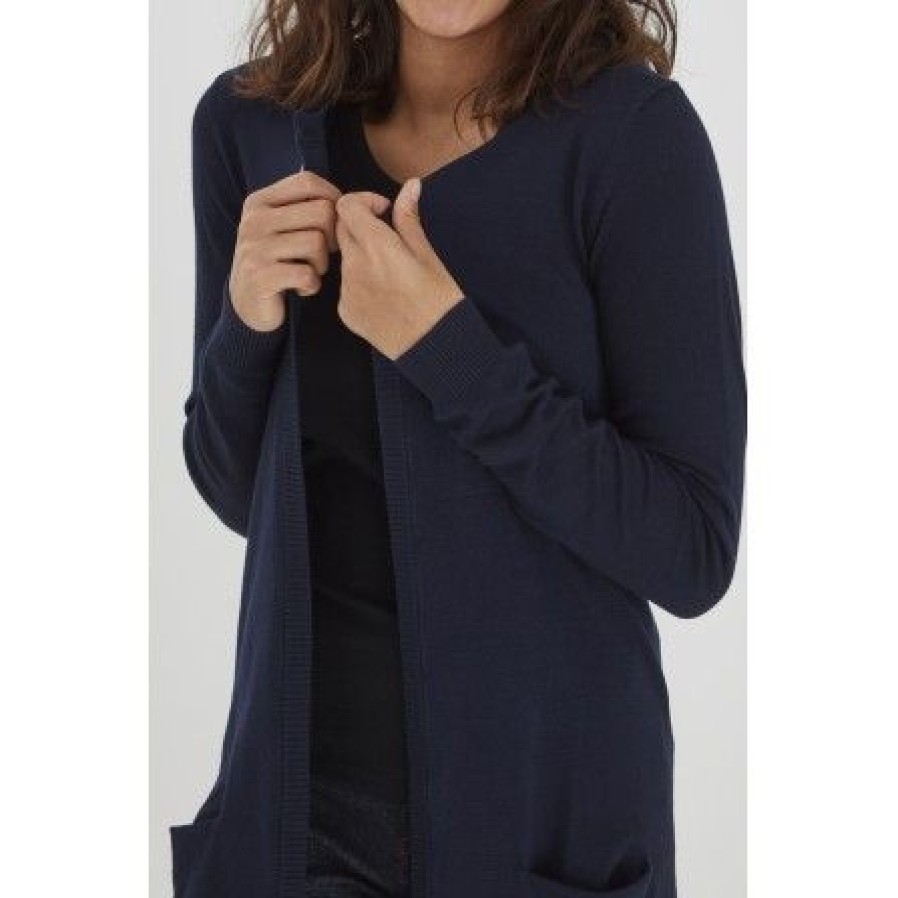 Overdele Pulz | Pulz Pzsara Long Cardigan - 50203258 Blue Marine