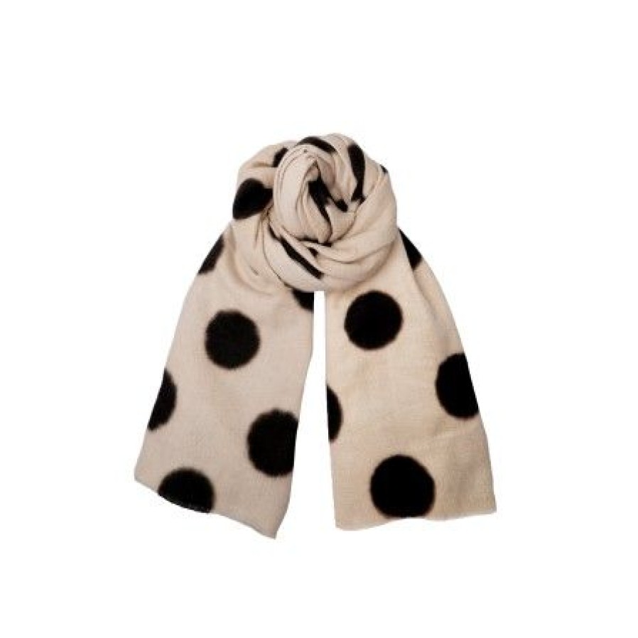 Accessories Black Colour | Black Colour Bcpoint Winter Scarf - Off White Torklaede Med Prikker 208316 Natural