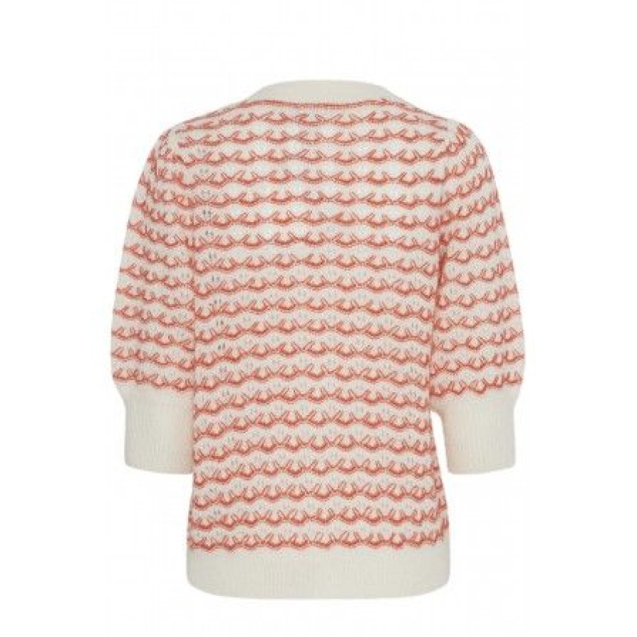 Overdele Ichi | Ichi Ihardina Ca - Koral/Offwhite Cardigan 20120583 Granadine