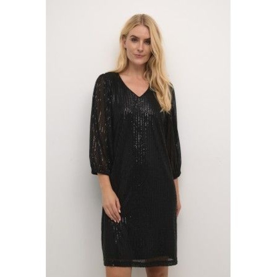 Kjoler Kaffe | Kaffe Kabolette Sequin Dress - Sort Palliet Kjole 10507999 Black Deep