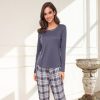 Lingeri/Nattoj Lady Avenue Lingeri | Lady Avenue Cotten Flannel Pyjamas - Lilla Pyjamas 83-1286 Graphite