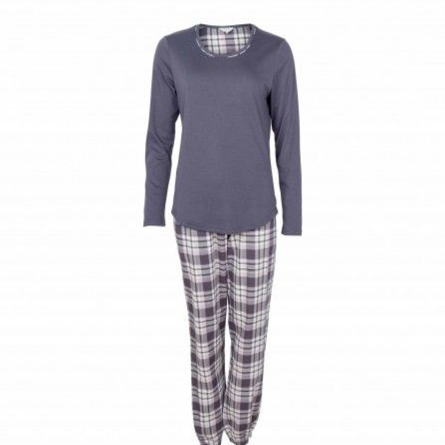 Lingeri/Nattoj Lady Avenue Lingeri | Lady Avenue Cotten Flannel Pyjamas - Lilla Pyjamas 83-1286 Graphite