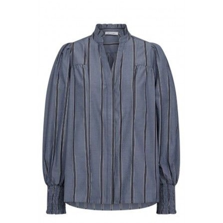 Overdele Co'couture | Co Couture Tessiecc Stripe V-Shirt - Gra Stribet Skjorte 35342 Antracit