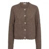 Overdele Co'couture | Co Couture Pointellecc Cardigan - Brun Strik Cardigan 32130 Walnut