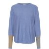 Overdele Pulz | Pulz Pzsara Batwing Pullover - Lysebla/Beige Strik Bluse 50207878 Blue Bonnet Melange