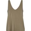 Overdele Basic Apparel | Basic Apparel Jo V Tank - Gron Tanktop Ba121-21 Vetiver