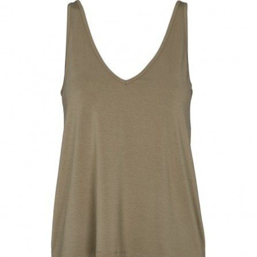 Overdele Basic Apparel | Basic Apparel Jo V Tank - Gron Tanktop Ba121-21 Vetiver