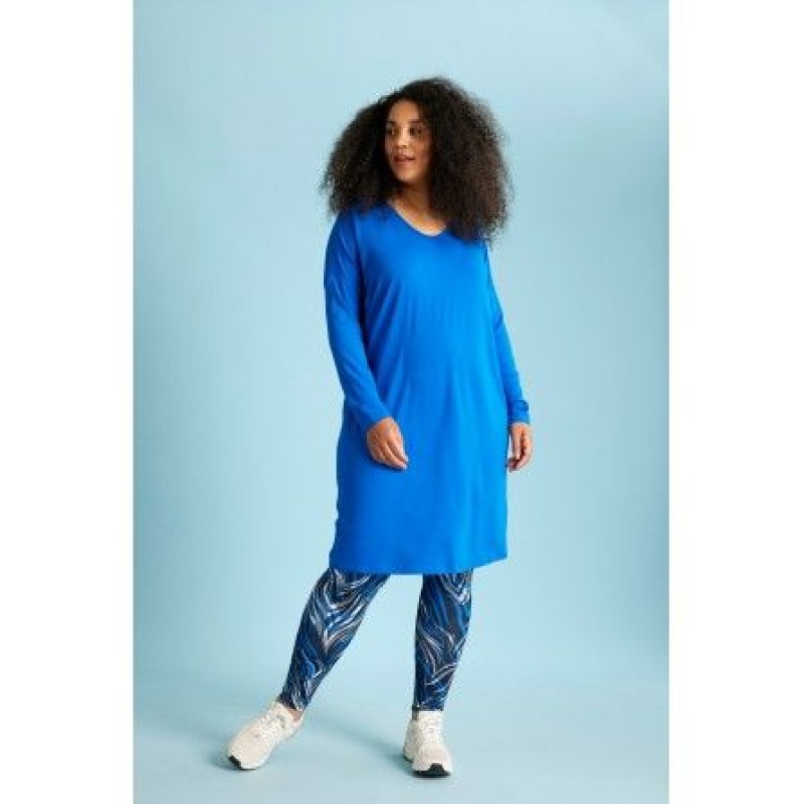 Plus Size Zhenzi | Zhenzi Jolie Dress L/S - Bla Jersey Kjole 200102 Lapis Blue