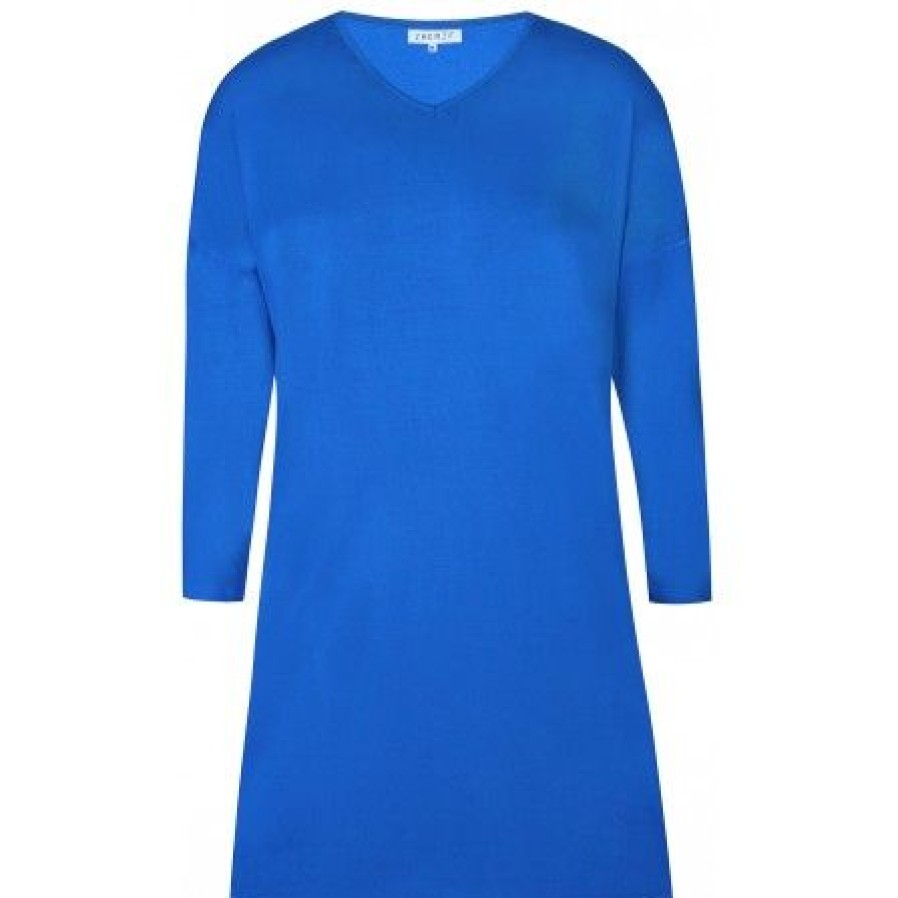 Plus Size Zhenzi | Zhenzi Jolie Dress L/S - Bla Jersey Kjole 200102 Lapis Blue