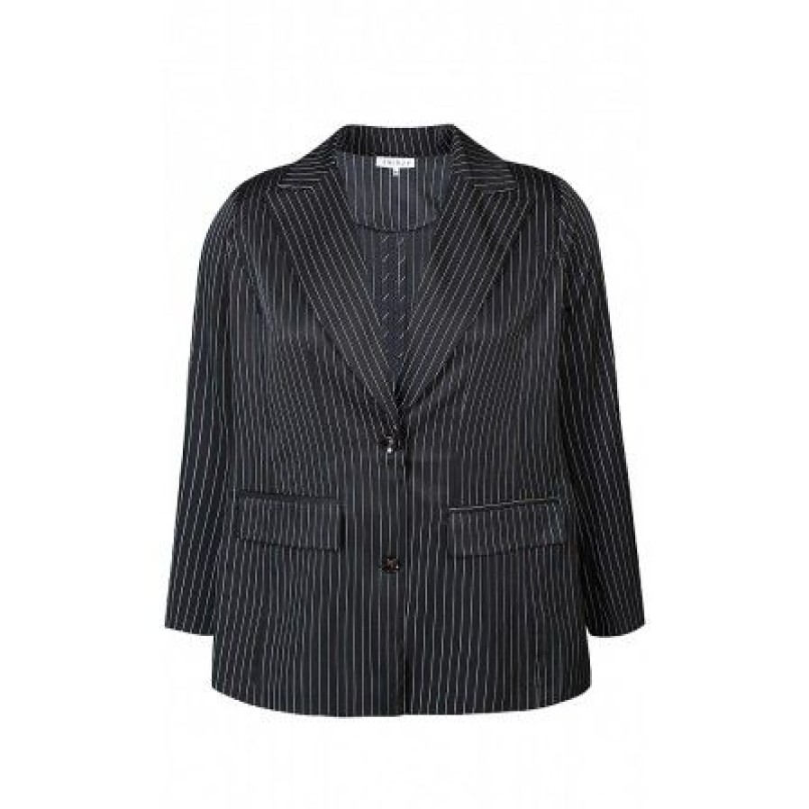 Overtoj Zhenzi | Zhenzi Whitney Blazer -Sort Pinstripe Blazer 2808266 Black