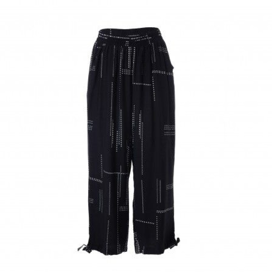 Underdele Gozzip | Gozzip Gaugusta Pants - Sorte Bukser Med Hvidt Print G241049 Black/Offwhite