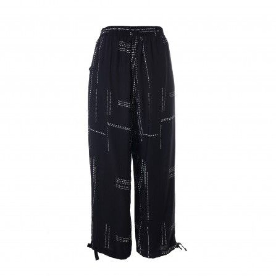 Underdele Gozzip | Gozzip Gaugusta Pants - Sorte Bukser Med Hvidt Print G241049 Black/Offwhite