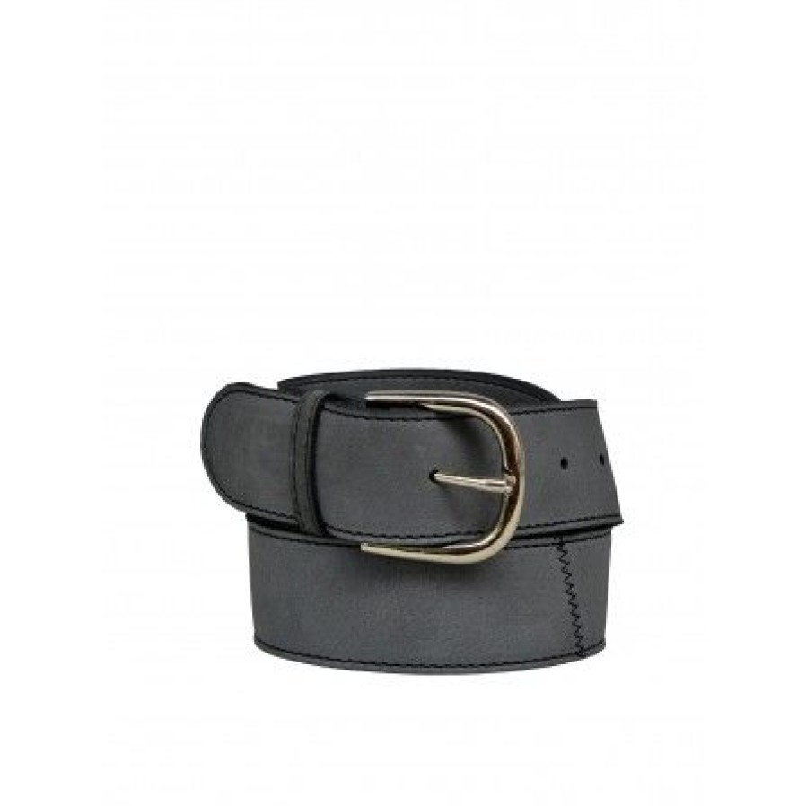 Accessories TimogSimonsen | Timogsimonsen Belt Leather Black 4 Cm Efh-578Black