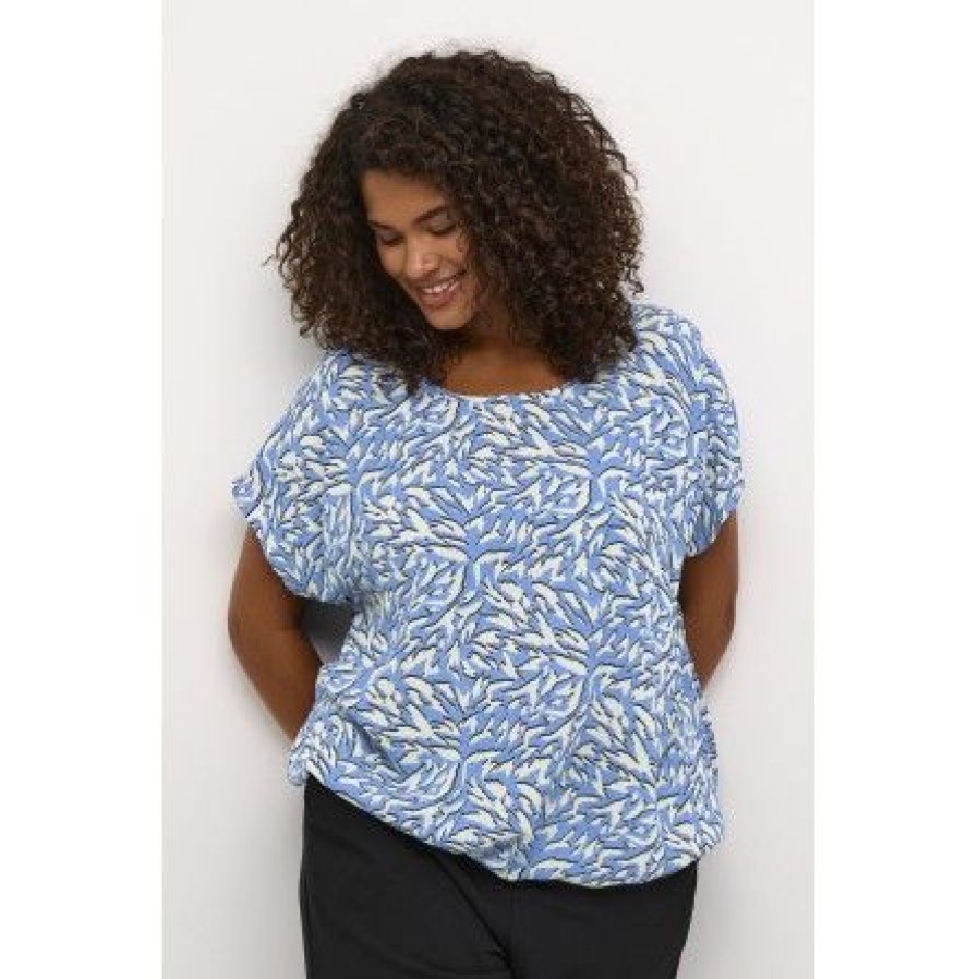 Overdele Kaffe Curve | Kaffe Curve Kcjenny Top - Bla Printet Bluse 10582226 Blue/White Graphic Animal