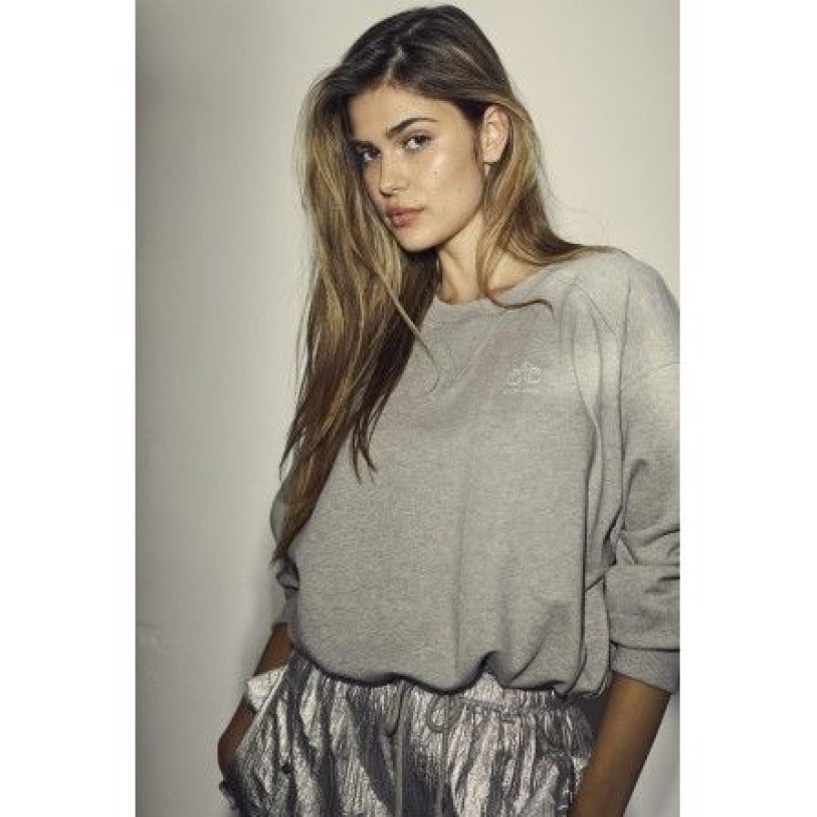 Overdele Co'couture | Co Couture Cleancc Crop Tie Sweat - Lysegra Sweatshirt 37018 Grey Melange