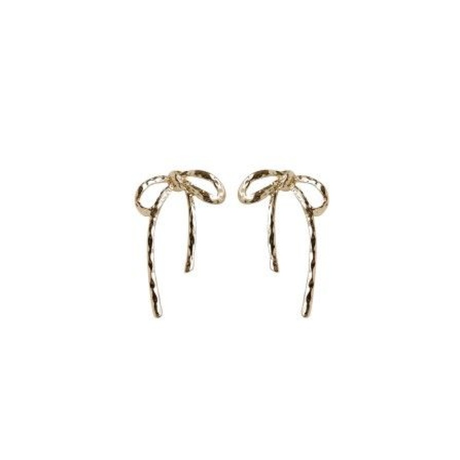 Accessories Black Colour Oreringe | Black Colour Bcharriet Bow Earring - Guld Slojfe Orering 4406 Gold