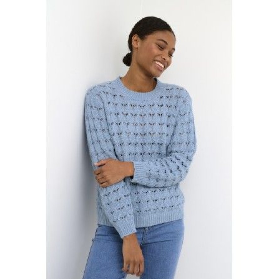 Overdele Kaffe | Kaffe Kaelena Knit Pullover - Bla Strik 10508195 Faded Denim