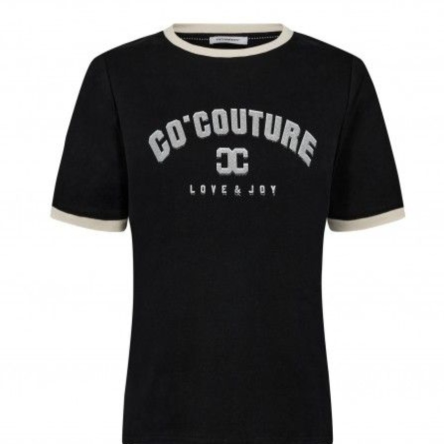 Overdele Co'couture | Co Couture Edge Tee - Sort T-Shirt Med Hvidt Logo 33014 Black