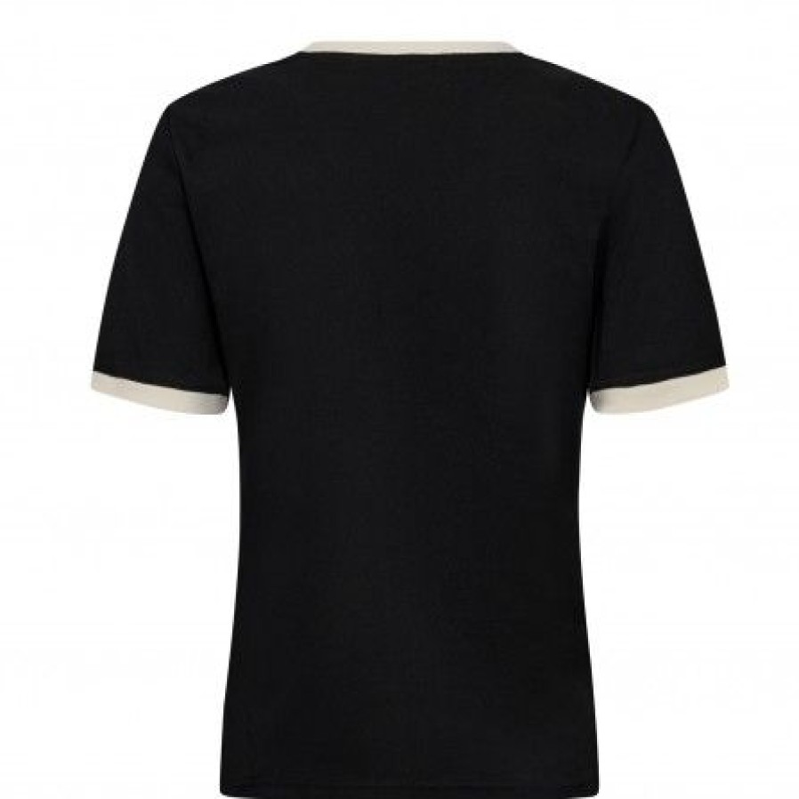 Overdele Co'couture | Co Couture Edge Tee - Sort T-Shirt Med Hvidt Logo 33014 Black