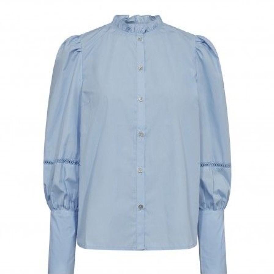 Overdele Co'couture | Co Couture Bonniecc Lace Sleeve Shirt - Lysebla Skjorte 35327 Pale Blue