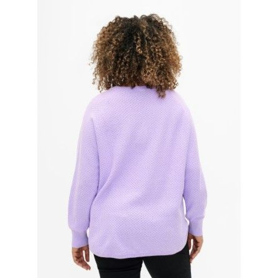 Overdele Zizzi | Zizzi Melsa L/S Pullover - M61151F Lavender