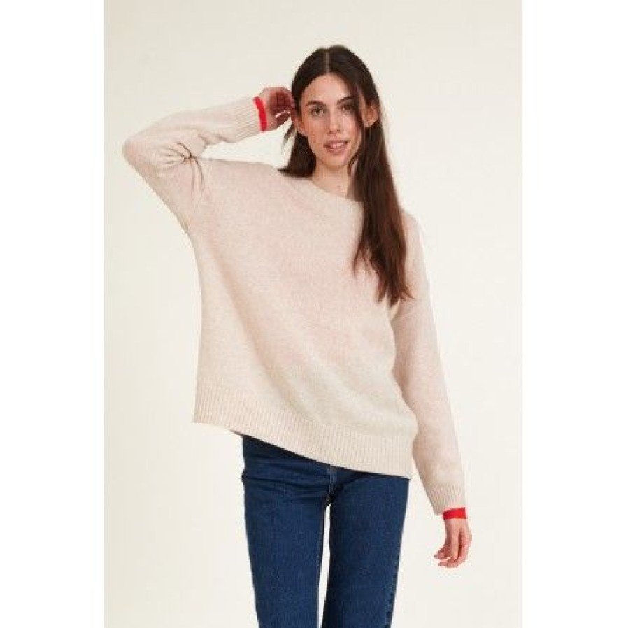 Overdele Basic Apparel | Basic Apparel Lise O-Neck - Beige Strik Banew240-01 Naturel Melange