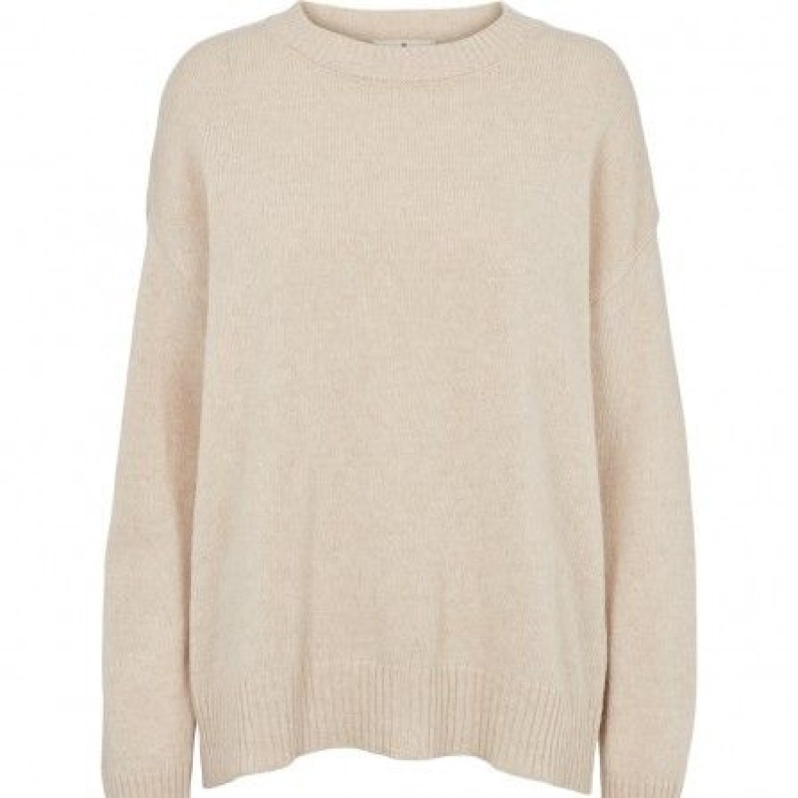 Overdele Basic Apparel | Basic Apparel Lise O-Neck - Beige Strik Banew240-01 Naturel Melange