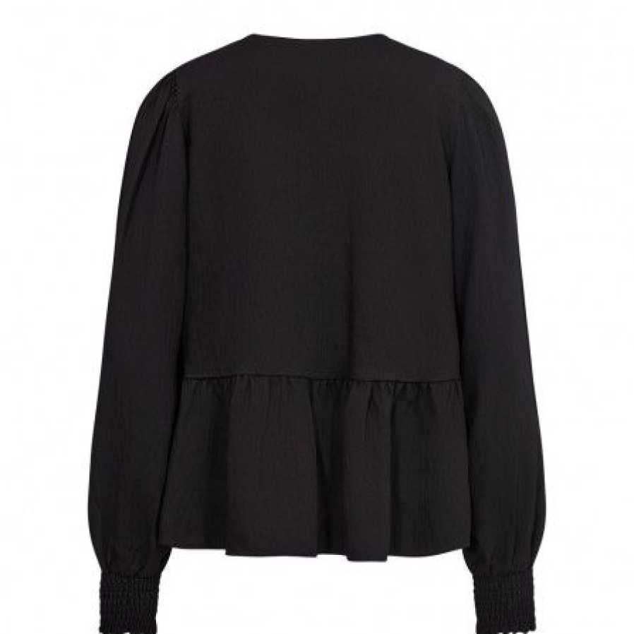 Overdele Co'couture | Co Couture Sueda Cc Tie Ls Blouse - Sort Bluse Med Bindeband 35321 Black